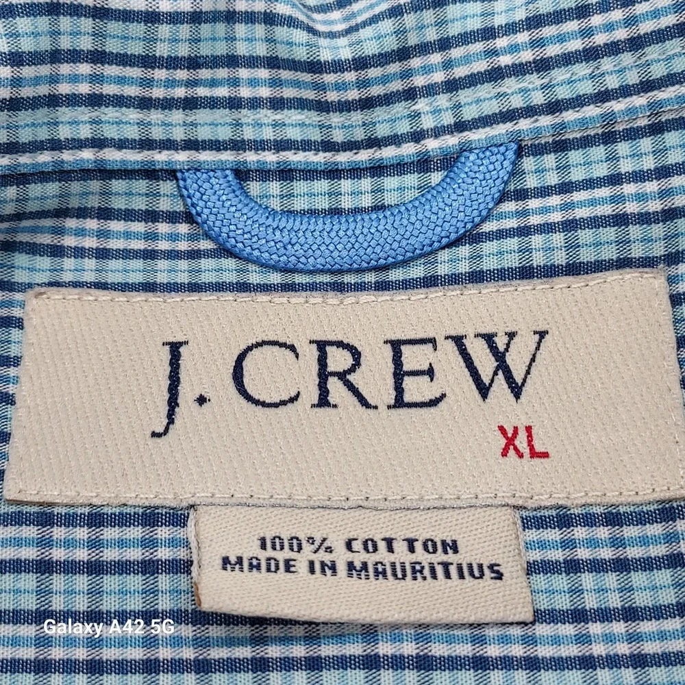 J Crew‎ Mens Button Down Shirt Plaid Short Sleeve Casual Button Up XL